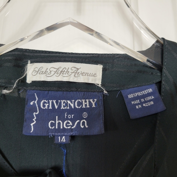 Givenchy for Chesa from Saks Fifth Avenue Vintage Women's Sz 14 Black Blouse - Picture 7 of 15